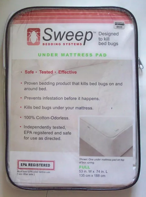 Sweep Bedding System Bed Bug Control Matteress Cover Cotton EPA Registered Full