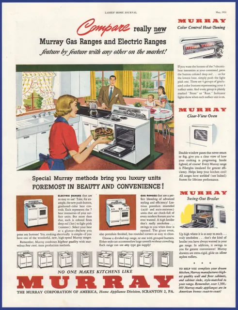 Vintage 1951 MURRAY Gas Range Kitchen Appliance Ephemera 50's Print Ad