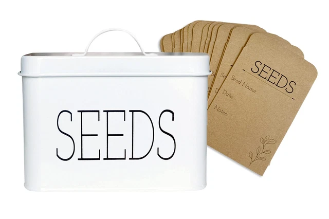Seed Storage Organizer Box - Decorative Seed Organizer Tin