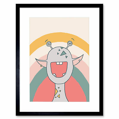 Wee Wild Monsters Rae Happy Kids Framed Wall Art Print 9x7 dans 