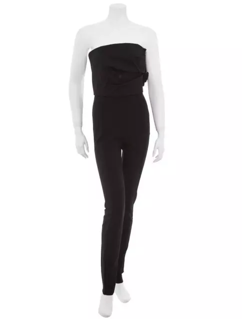 LANVIN $3580 Womens Black Wool Blend Strapless Jumpsuit 38 US 2 NEW NWT