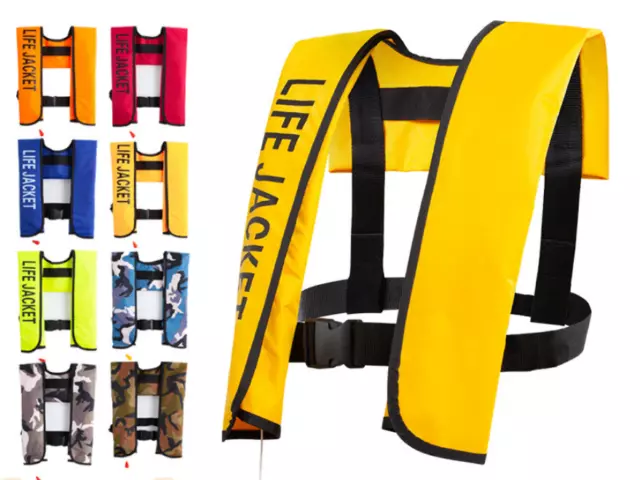 Adult Manual Inflatable Life Jacket Inflation Survival Vest Life Saving Hanging