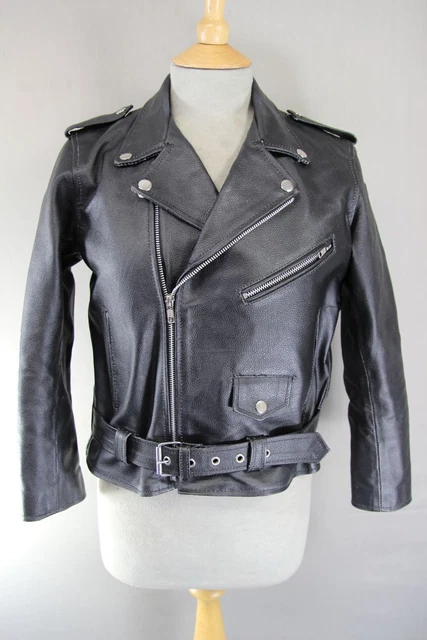 VINTAGE 1970'S/1980'S PUNK ROCK CLASSIC BLACK LEATHER BIKER JACKET 38 ...