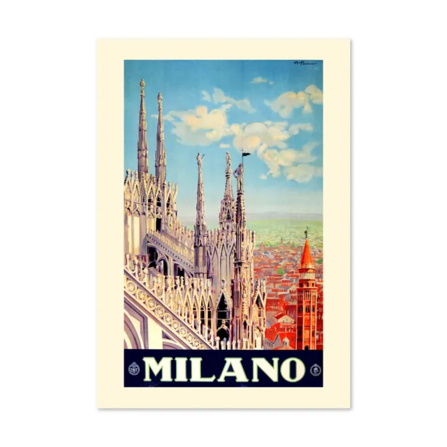 Milan Italy - Vintage Style Classic 1920s Italian Travel Poster - Classic Print