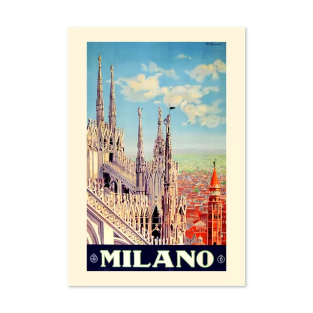Milan Italy - Vintage Style Classic 1920s Italian Travel Poster - Classic Print
