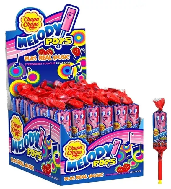 48x Chupa Chups Melody Pops Strawberry Flavour Lollipops