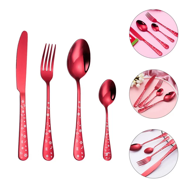 Kit stoviglie durevoli cucchiai per servire utensili acciaio inox Natale