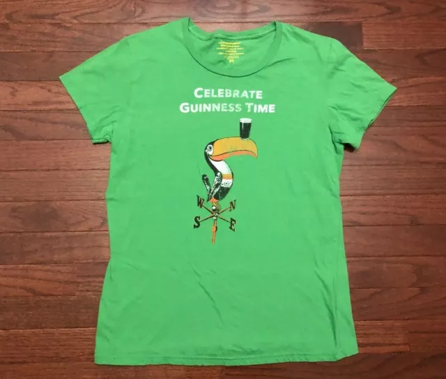 Womens Guinness Beer Promo T Shirt Ladies Medium Green Draught Stout Bartender