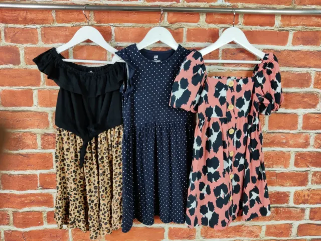 Girls Bundle Age 6-7 Years Next H&M Dress Set Leopard Jersey Summer Party 122Cm