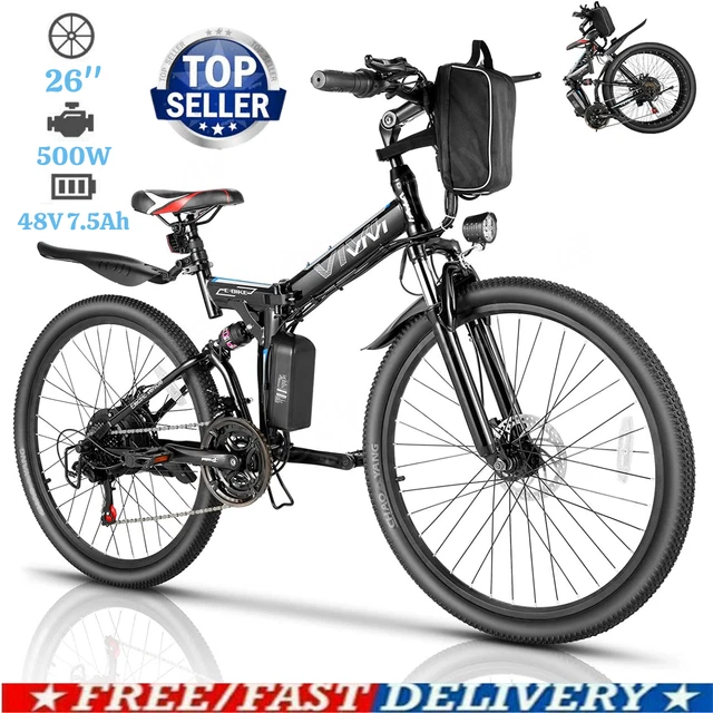 26'' Folding Electric Bike,500W Mountain Bicycle Adults Ebike Commute 21 Speed#
