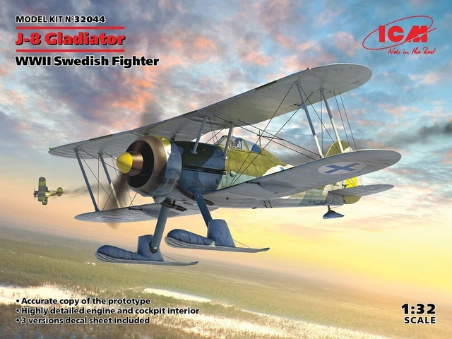 ICM 32044 - 1:3 2 J-8 Gladiateur, Seconde Guerre Mondiale Suédois Fighter - Neuf
