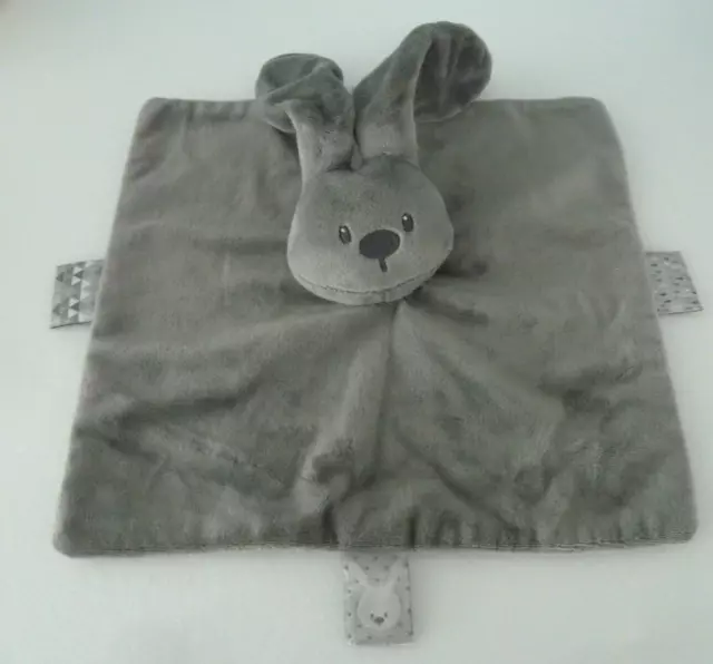 17. DOUDOU PLAT CARRE NATTOU LAPIN LAPIDOU gris anthracite uni - ETAT NEUF *