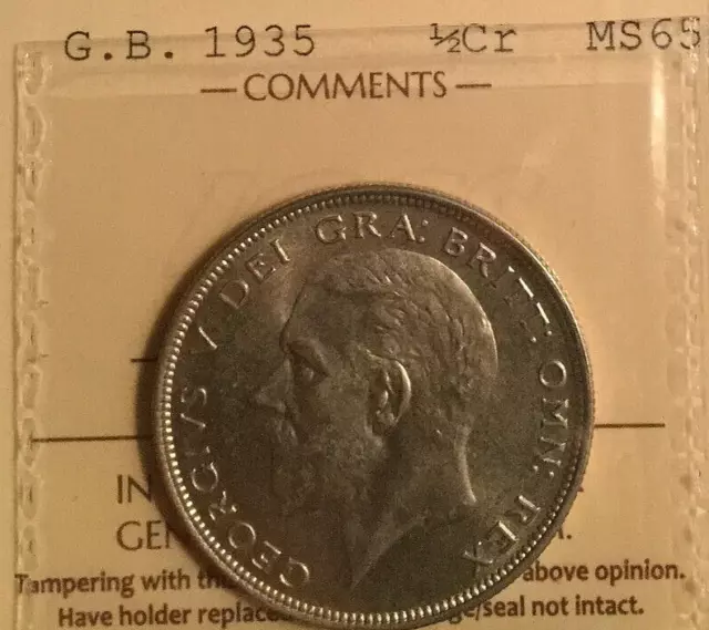 1935 Great Britain George V .500 Silver Half Crown - ICCS MS-65