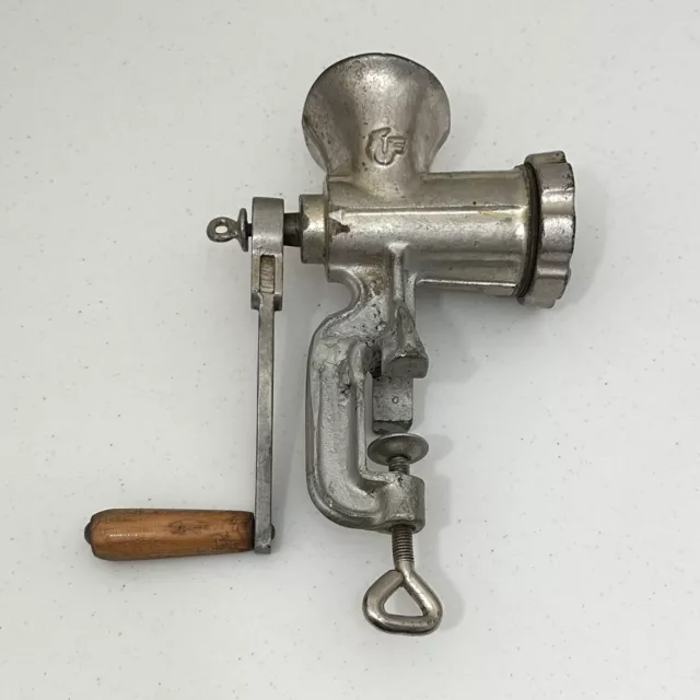 Meat Grinder Size 5 Cast Iron Mincer Manual Hand Crank Made In Czechoslovakia