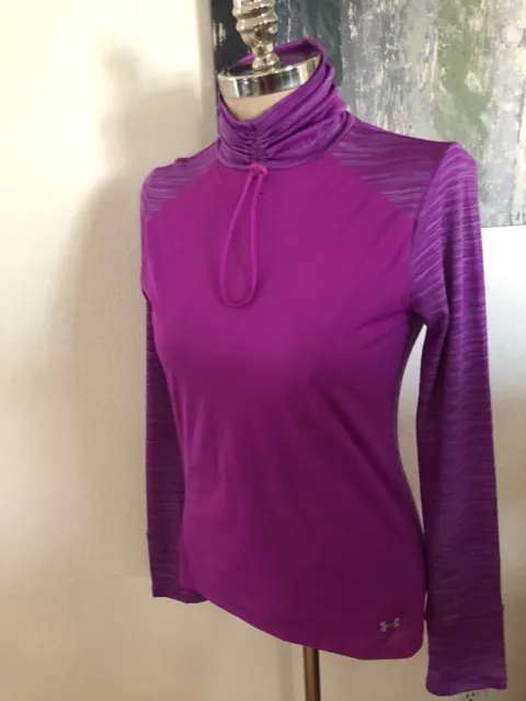 UNDER ARMOUR Semi-Fitted Coldgear Purple Cinch Turtleneck Shirt Womens SIZE MED