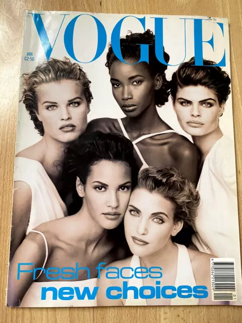 VOGUE UK Magazine - January 1992 Eva Herzigova, Nadja Auerman, Petra Lindblad