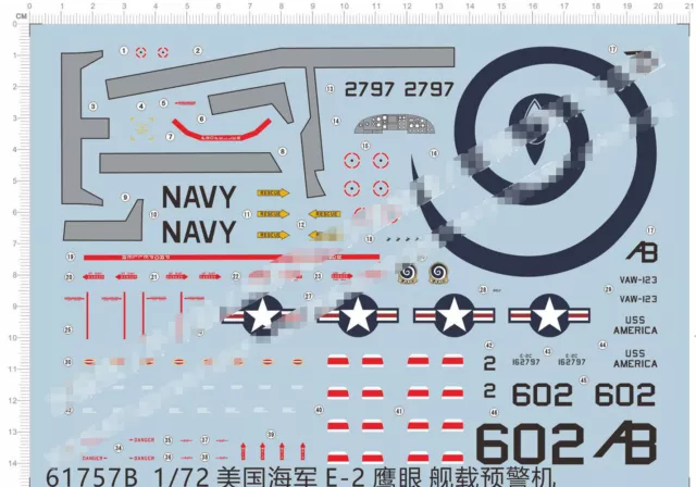 Detail Up 1/72 Scale U.S NAVY E-2 Hawkeye Model Kit Water Slide Decal