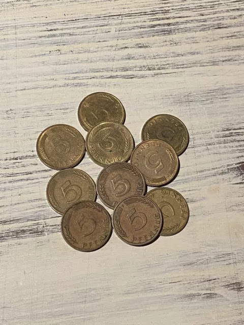 10x 5 Pfennig - Münzen-Sammlung - BRD/Deutschland/Deutsche Mark - RAR