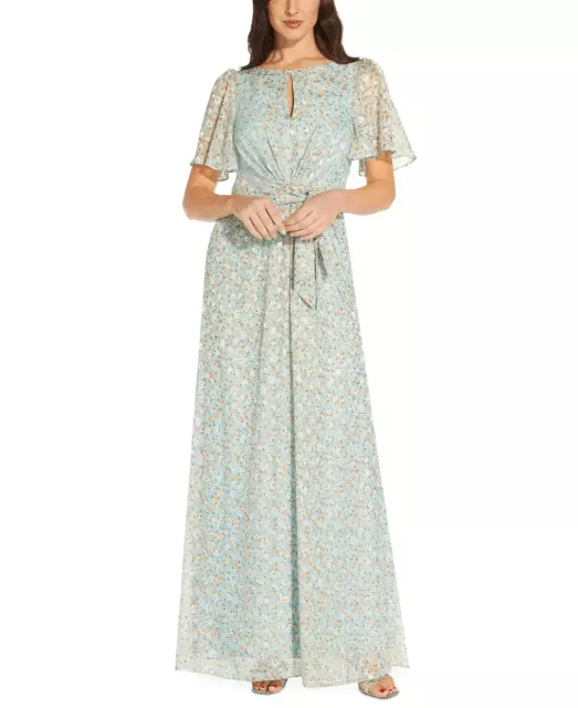 Adrianna Papell Women's Floral Print Chiffon Long Gown - Skyway 2 3