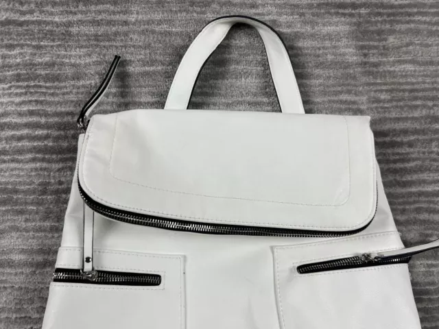 Mossimo Handbag Womens White Faux Leather Backpack Tote 2