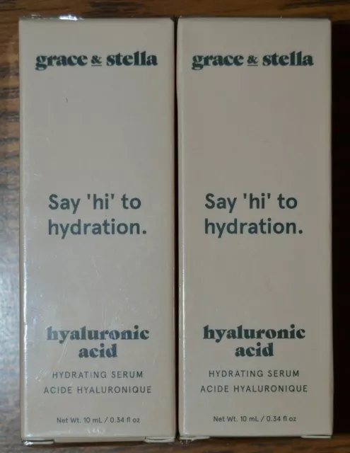 2X Grace & Stella Say Hi to Hydration Hyaluronic Acid Serum .34oz Travel SZ NIB