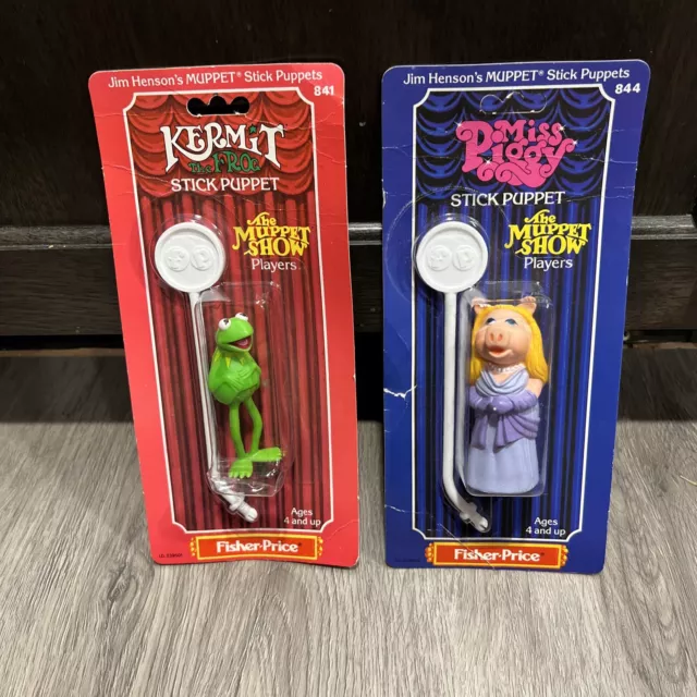 1979 Fisher Price The Muppet Show Stick Puppet Kermit miss piggy
