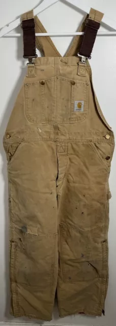 Carhartt vintage Mens Brown insulated bib Ankle Zip dungarees W32 Inch L28 inch