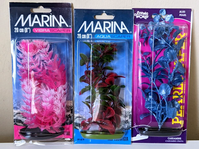 Lot of 3 Colorful Aquarium Plants 8-10" All New - Marina /Living World AquaScape