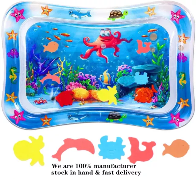 Inflatable Baby Water Play Mat Sea World Pad For Infants Toddlers Tummy Time Fun