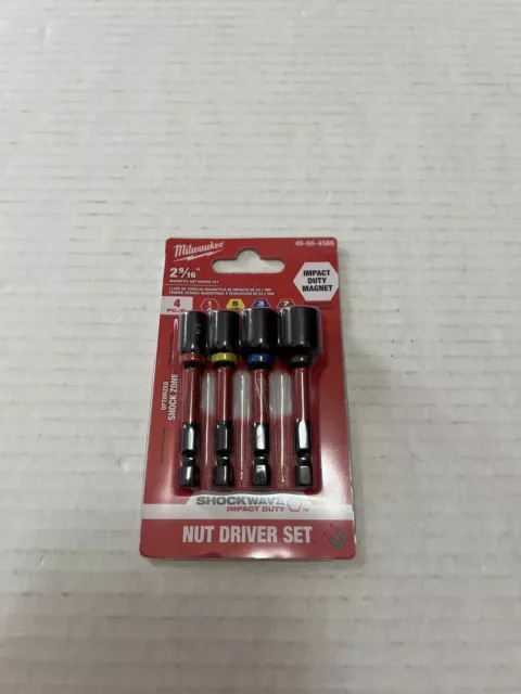 New Milwaukee Tool 49-66-4566 4 Pc. Shockwave Impact Duty 2 9/16 Magnetic Nut