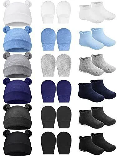 Baby Ears Newborn Hats Mittens and Socks Set for Boys Girls Beanie Hat 0-6 Month