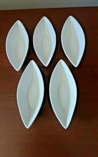 5 X White 'Triple A' Boat Shaped Dip Condiment Dishes Brand New