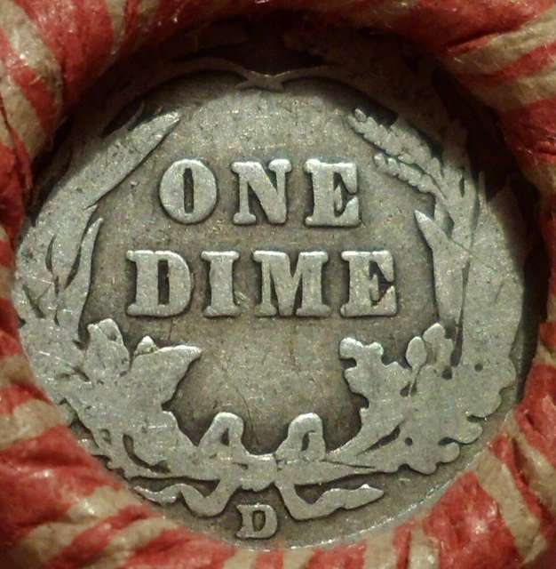Estate Mixed Wheat & Indian Cent Roll with Denver D Barber Dime & Indian Head dy