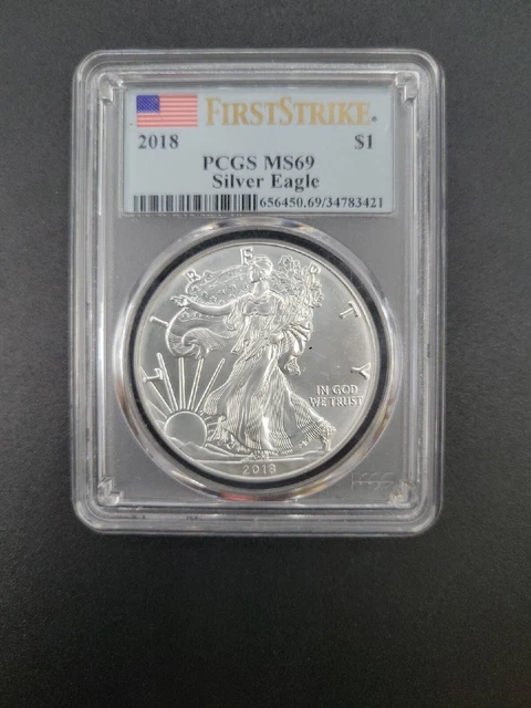 2018 American Eagle $1 Ms69 Pcgs First Strike Coin Silver Dollar Bullion 1 Oz