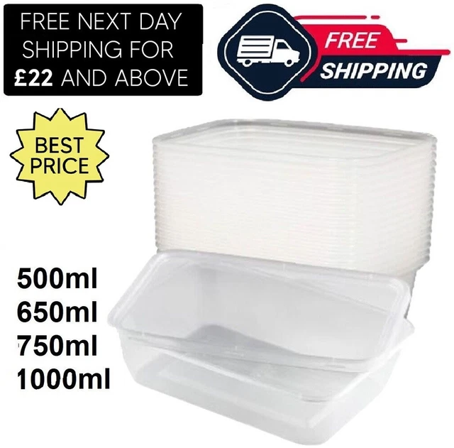 PLASTIC FOOD CONTAINER with Lids Takeaway Microwave Safe Storage Box