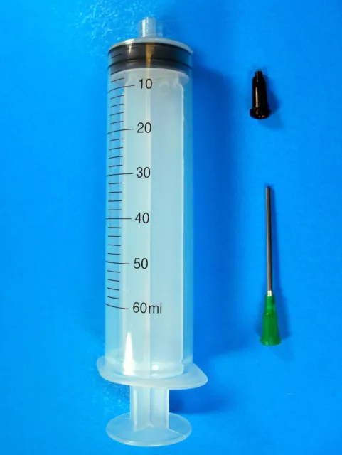 6 Syringes 60ml 60cc 14 Gauge Tips & Caps Dispense Adhesives Glue Gel Craft LL14 3