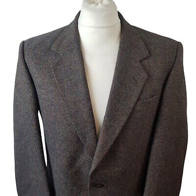 Varteks Mens Tweed Blazer Jacket Brown Size 40R Pure Wool Double Vent Lined