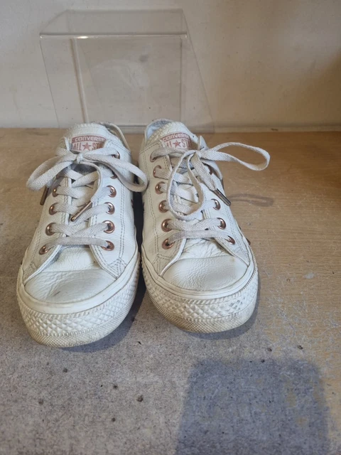 converse cream leather rose gold