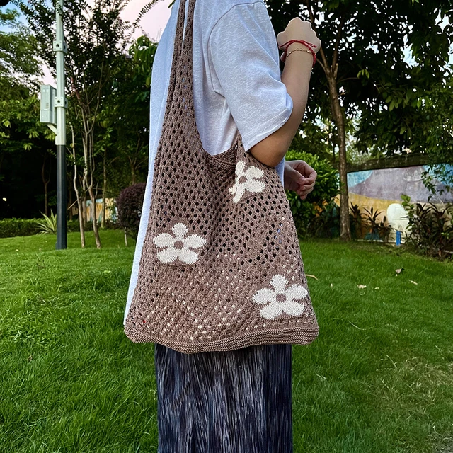 Borsa a rete per shopping fiori conservazione frutta borse ecologiche (cachi)