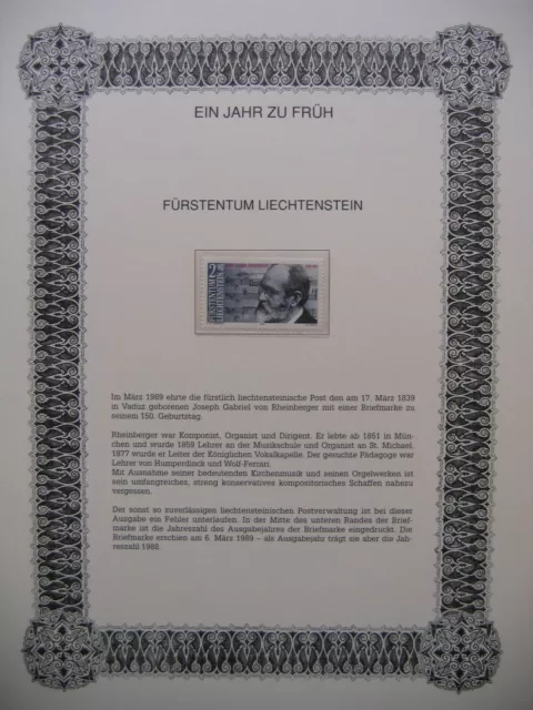 Irrtümer auf Briefmarken / Fürstentum Liechtenstein Mi 963 : Josef Rheinberger