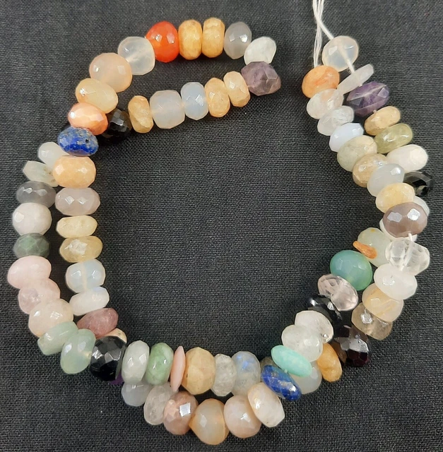 16 "Strand Natural Multi Beads Facettes Rondelle Shape Gemston Jewelry...