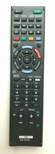 NEW TV REMOTE CONTROL RM-ED058 FOR SONY BRAVIA  KDL-50W805B Netflix button
