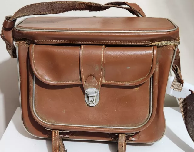 Brown Leather Camera Bag Case With Adjustable Strap Vintage