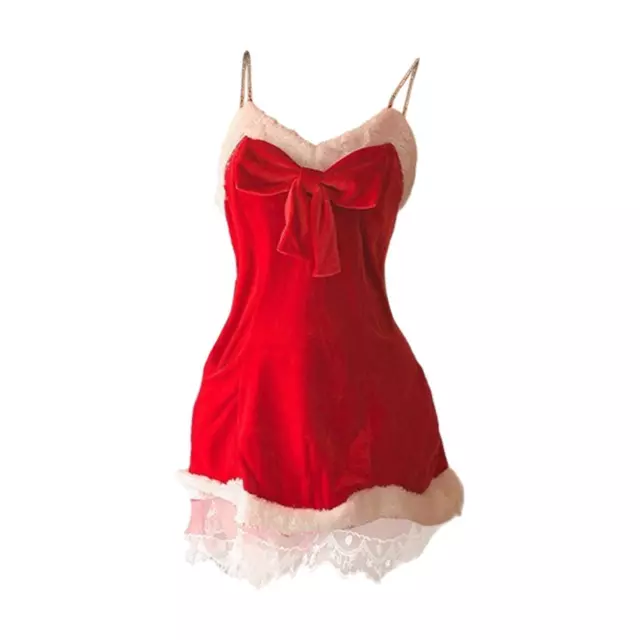 Women Christmas Lingerie Santa Lingerie Lovely Velvet Santa Claus Mini Dress