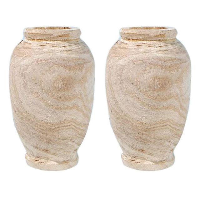 2X Vaso Nel Legno Decorazione Tavolo da Soggiorno Articoli Nel Legno Massel6668