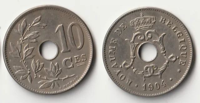 1904 Belgium 10 centimes coin