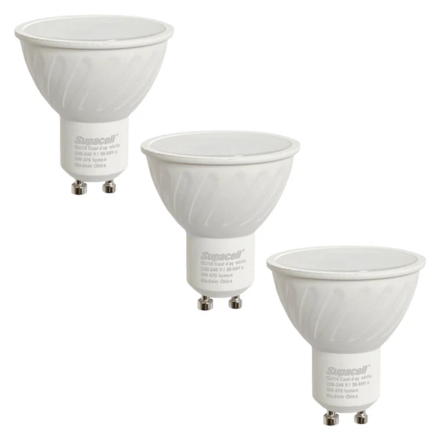 Litecraft Light Bulb GU10 5W 6500K Cool White Non Dimmable LED in White - 3 Pack
