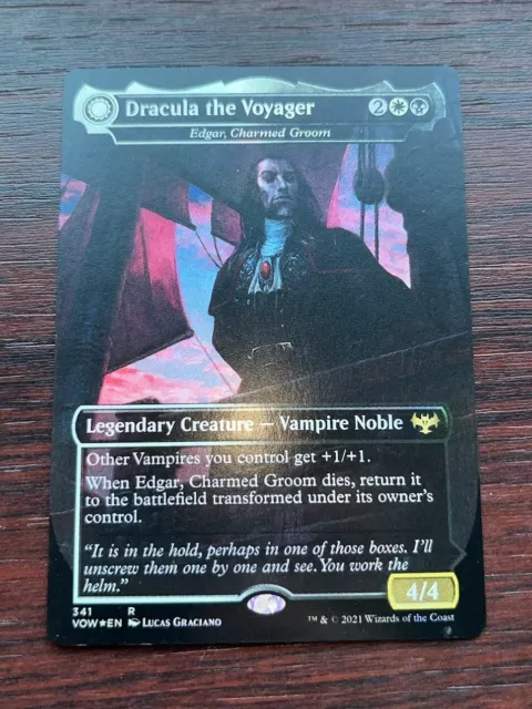 1x FOIL BORDERLESS DRACULA THE VOYAGER - Dominaria - MTG - Magic Edgar, CHarmed