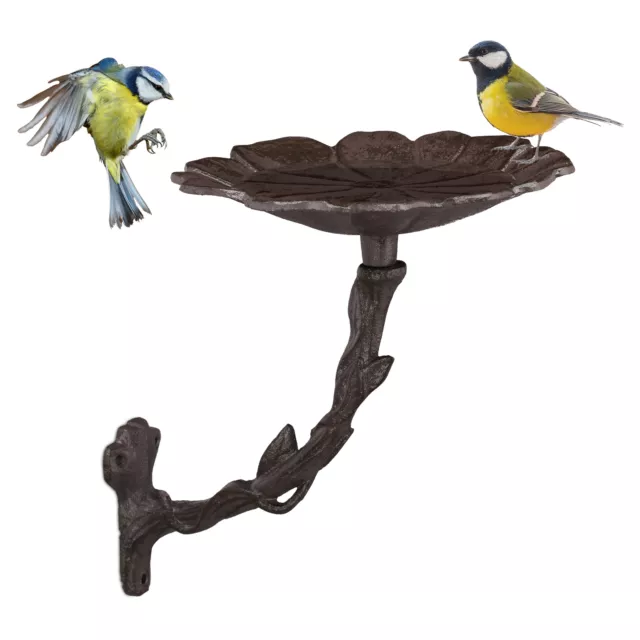 Vogeltränke aus Gusseisen Blumenform Vogelbad Wandfutterschale Garten Dekoration
