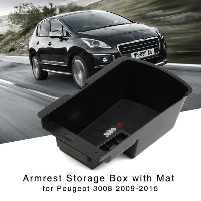 Bracciolo auto scatola portaoggetti per Peugeot 3008 2009-2015 console centrale vassoio